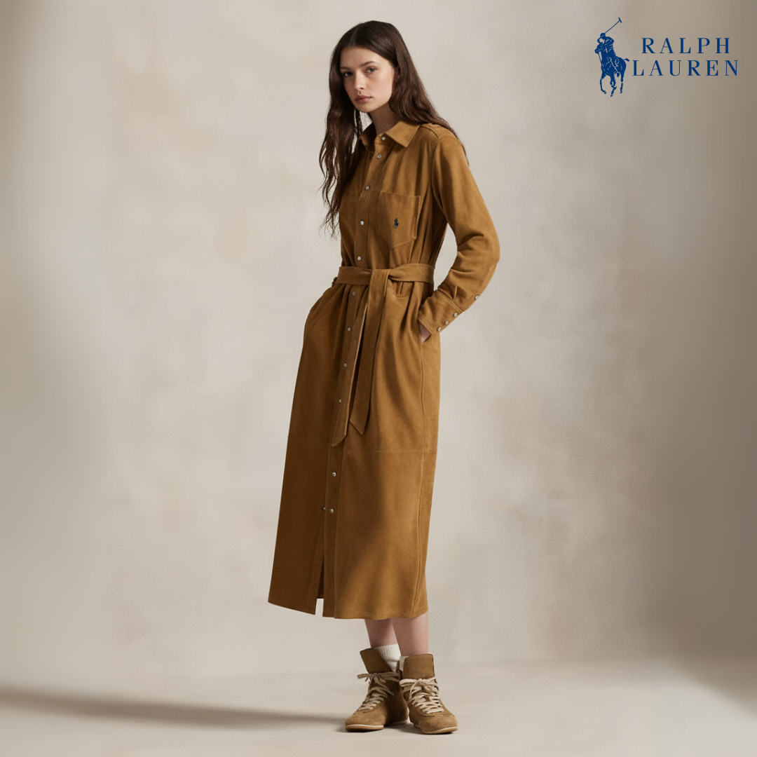 Wildleder-Hemdkleid mit Gürtel