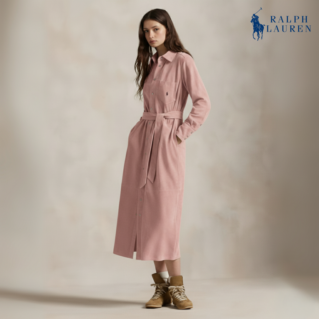 Wildleder-Hemdkleid mit Gürtel