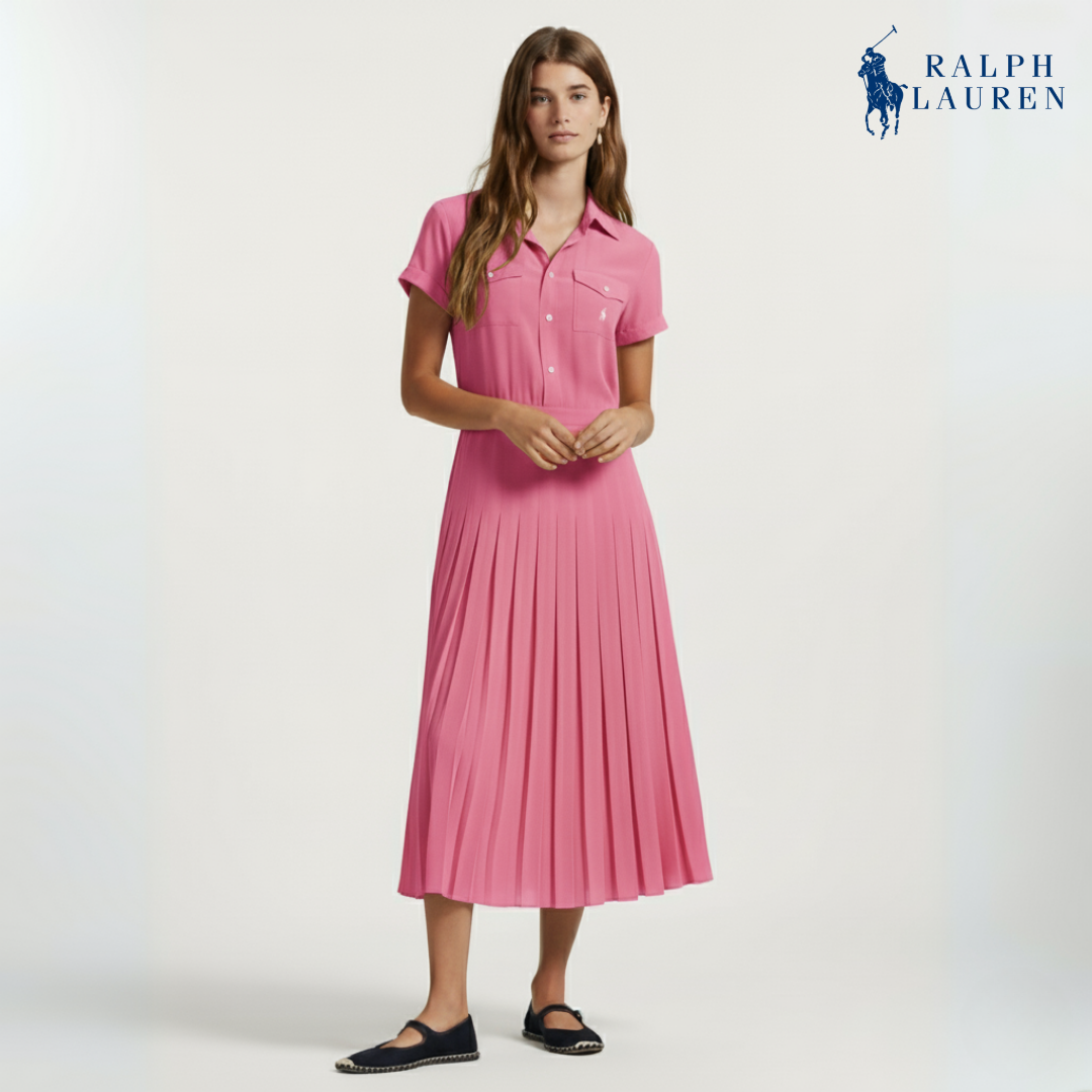 Hemdkleid aus Seidencrêpe mit Falten