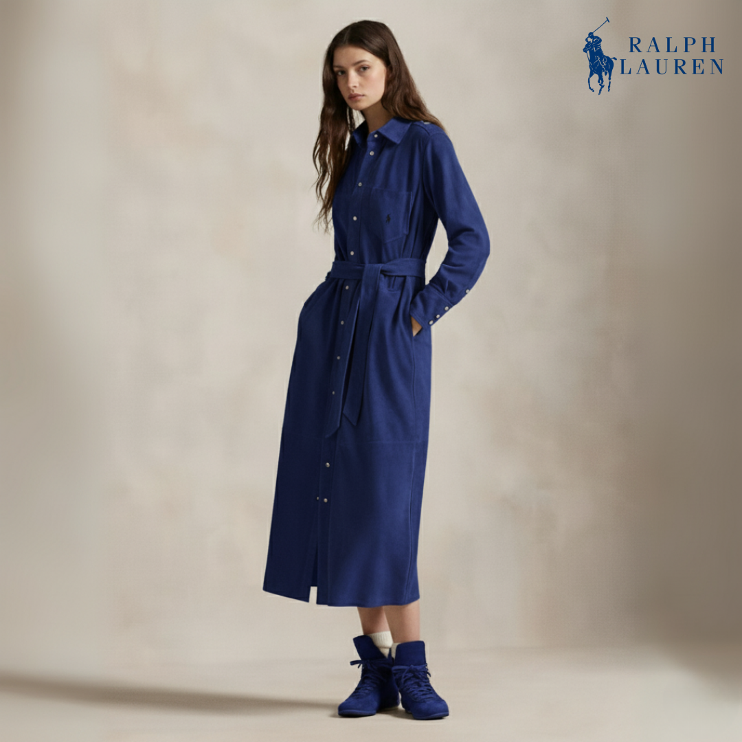 Wildleder-Hemdkleid mit Gürtel