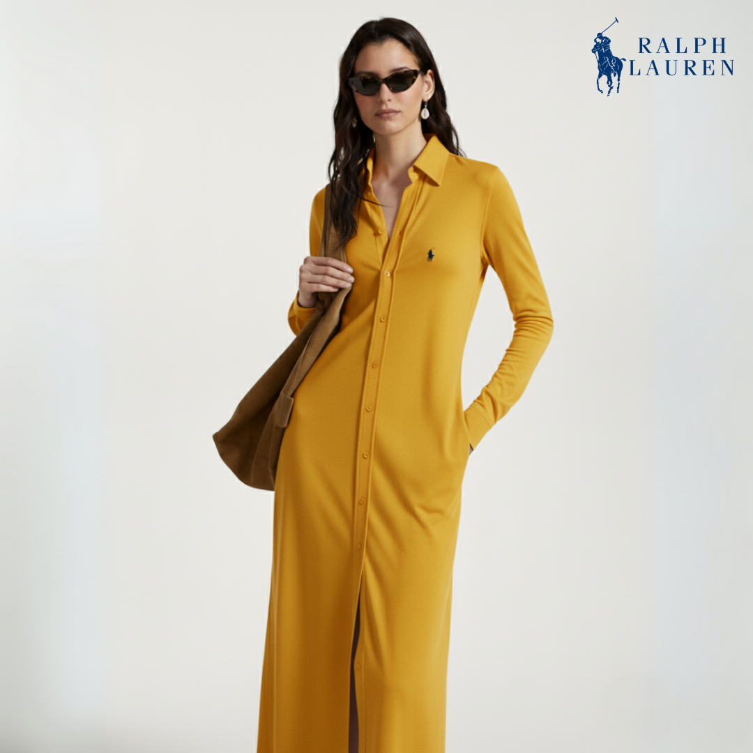 Geknöpftes Maxi-Hemdkleid aus Ponte-Stoff