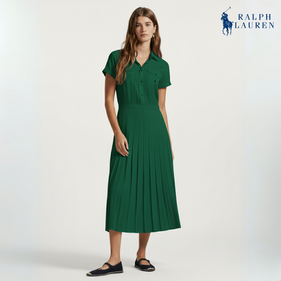 Hemdkleid aus Seidencrêpe mit Falten