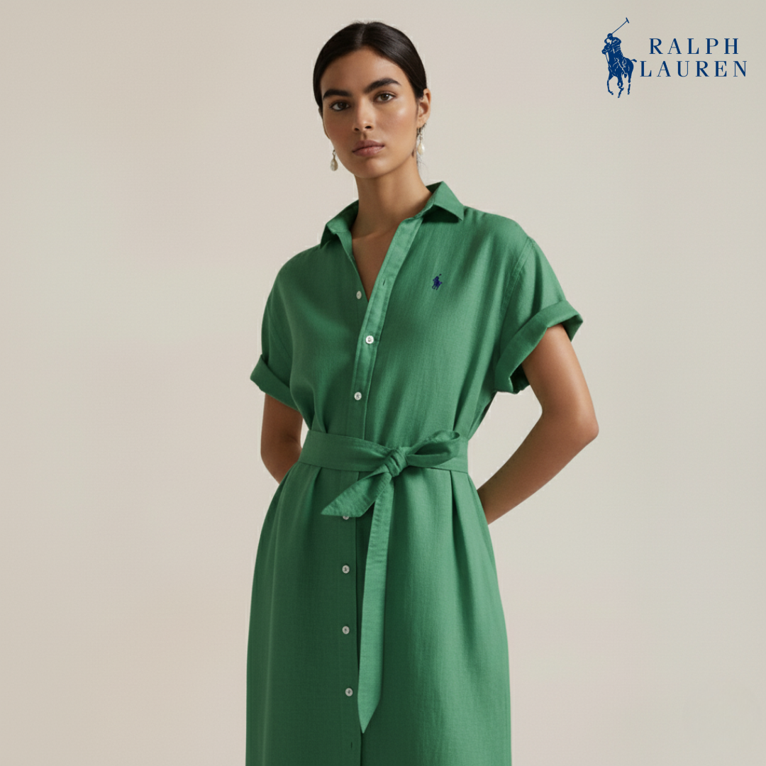 Leinenhemdkleid mit kurzen Ärmeln