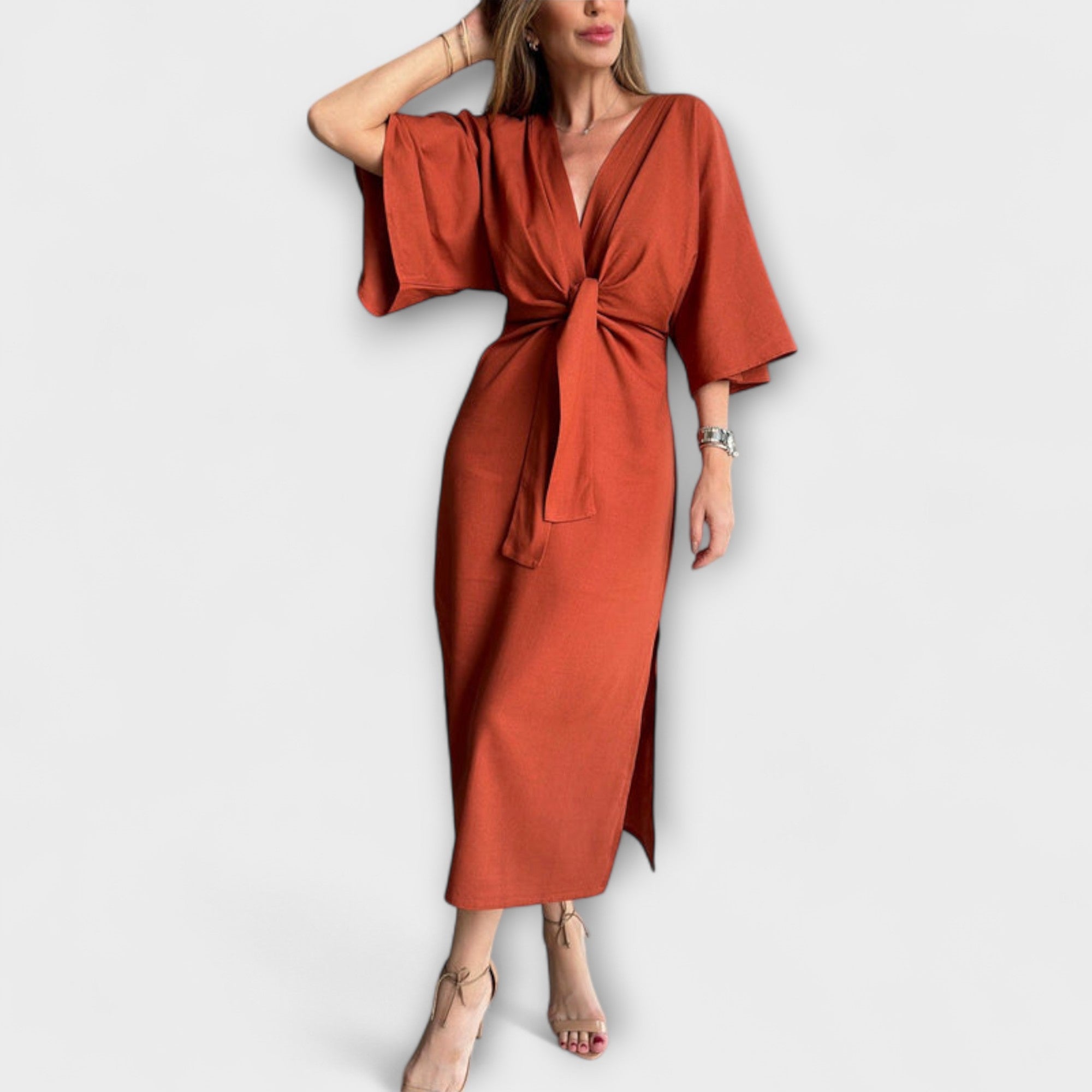 Holly - Freizeitkleid mit V-Ausschnitt und Bindeband