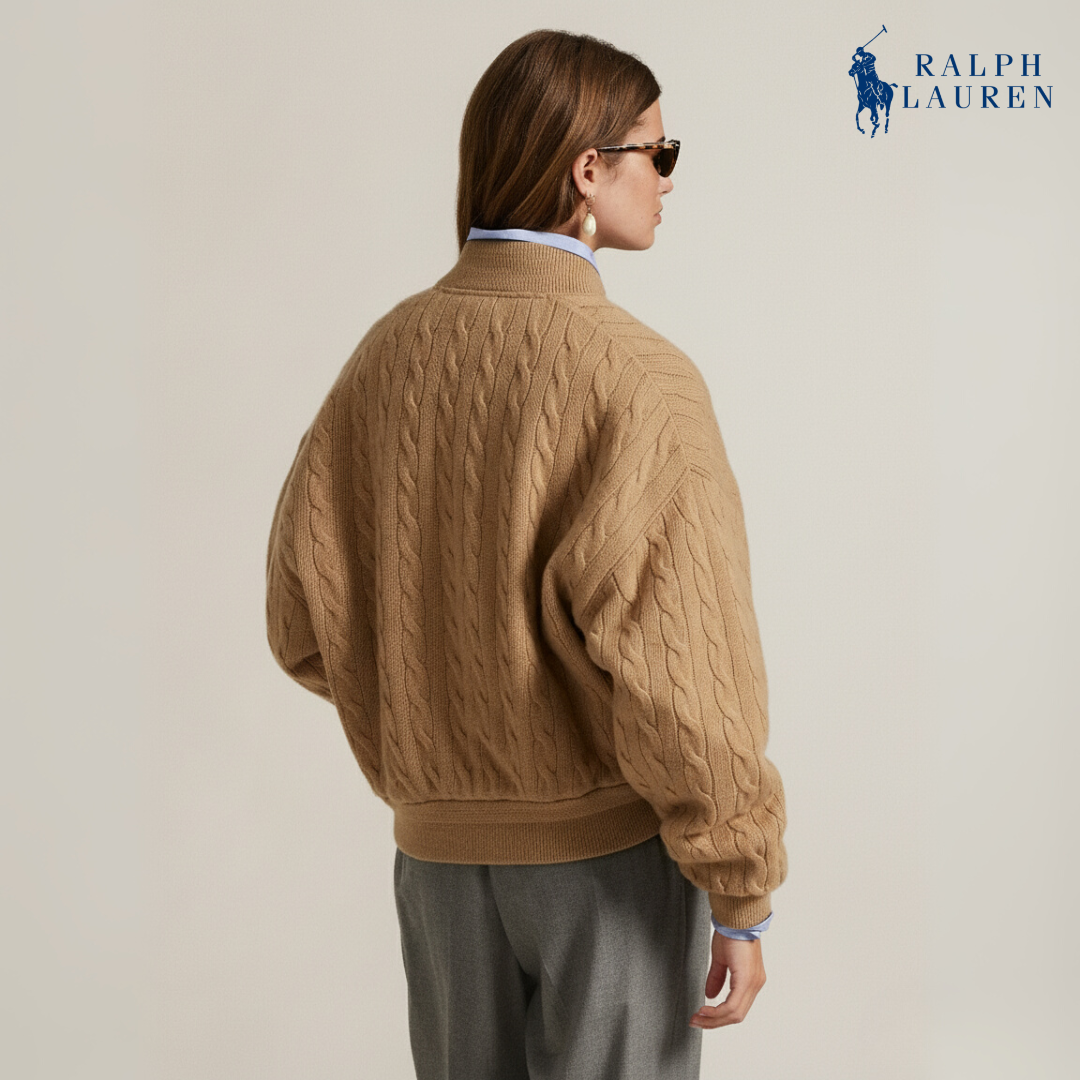 Zopfmuster-Bomberjacke aus Wolle-Kaschmir