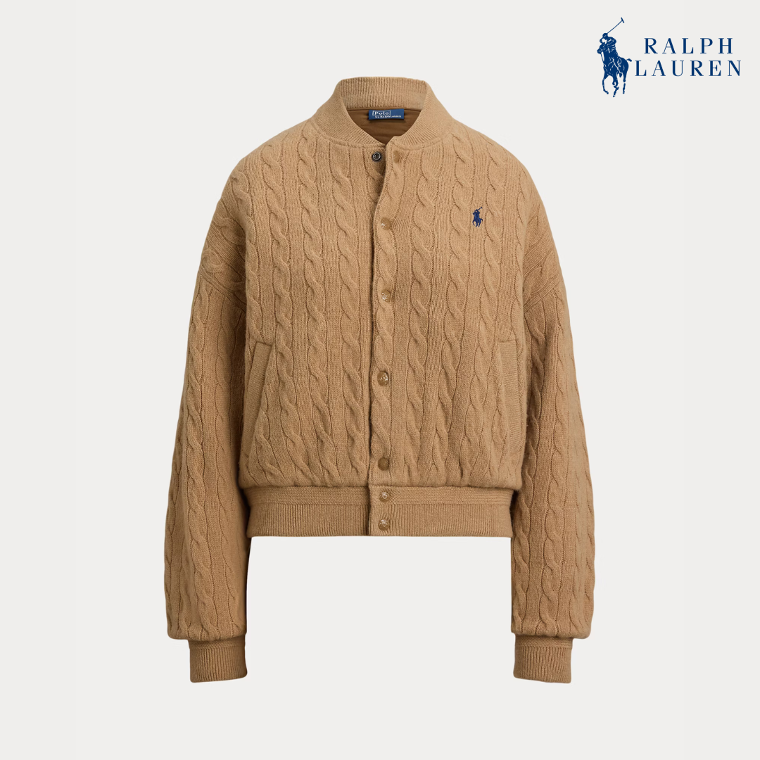 Zopfmuster-Bomberjacke aus Wolle-Kaschmir