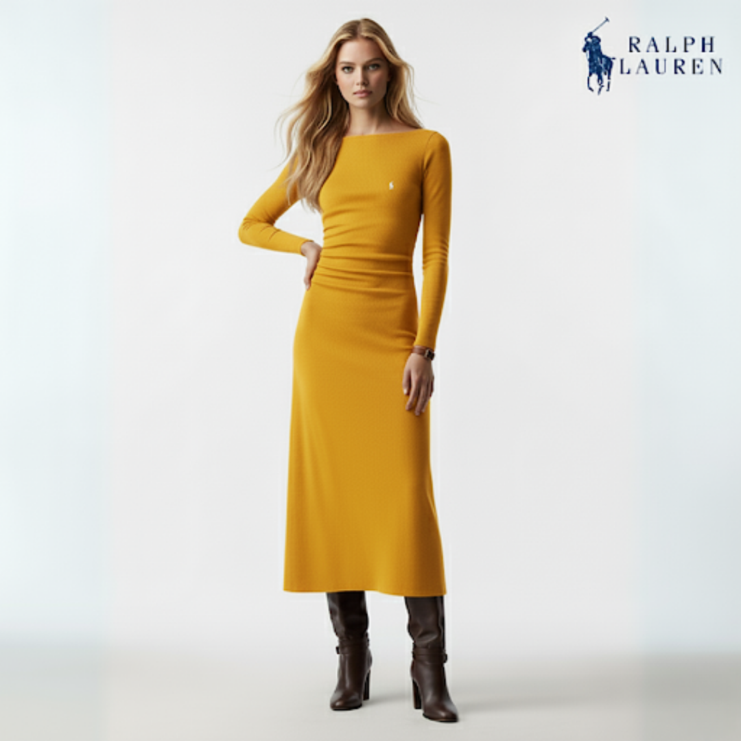 Nora Day Dress aus Wolljersey mit Tick-Gewebe