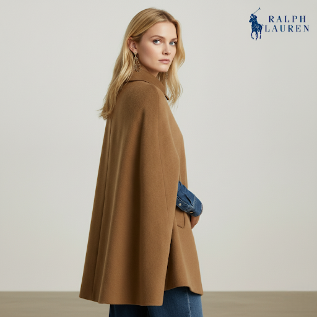 Cape aus Wollmischung mit Schnallenbesatz