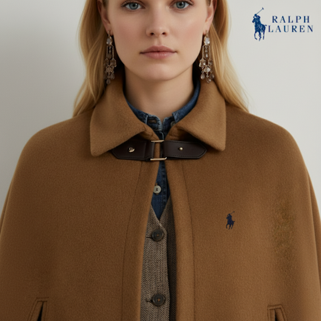 Cape aus Wollmischung mit Schnallenbesatz