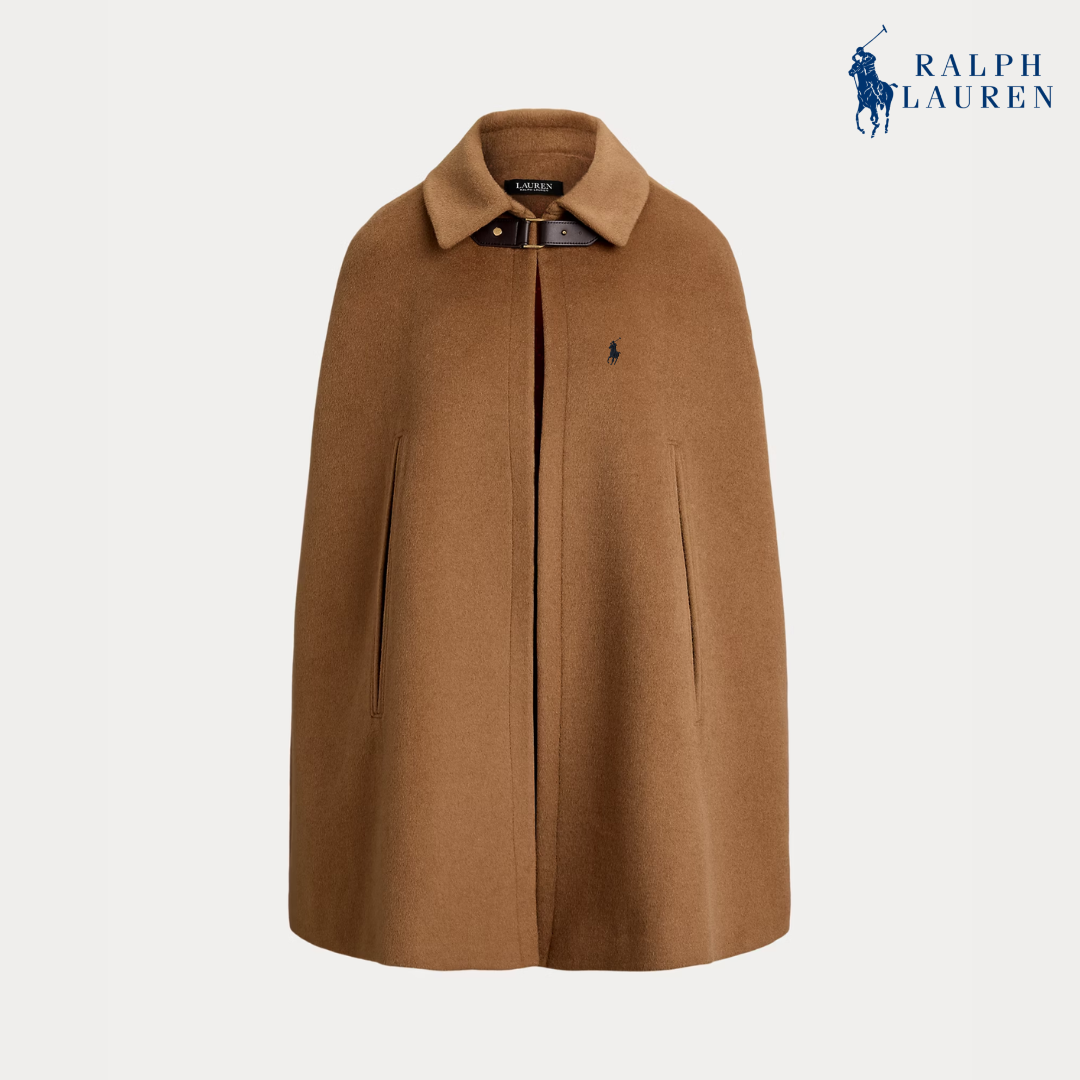 Cape aus Wollmischung mit Schnallenbesatz