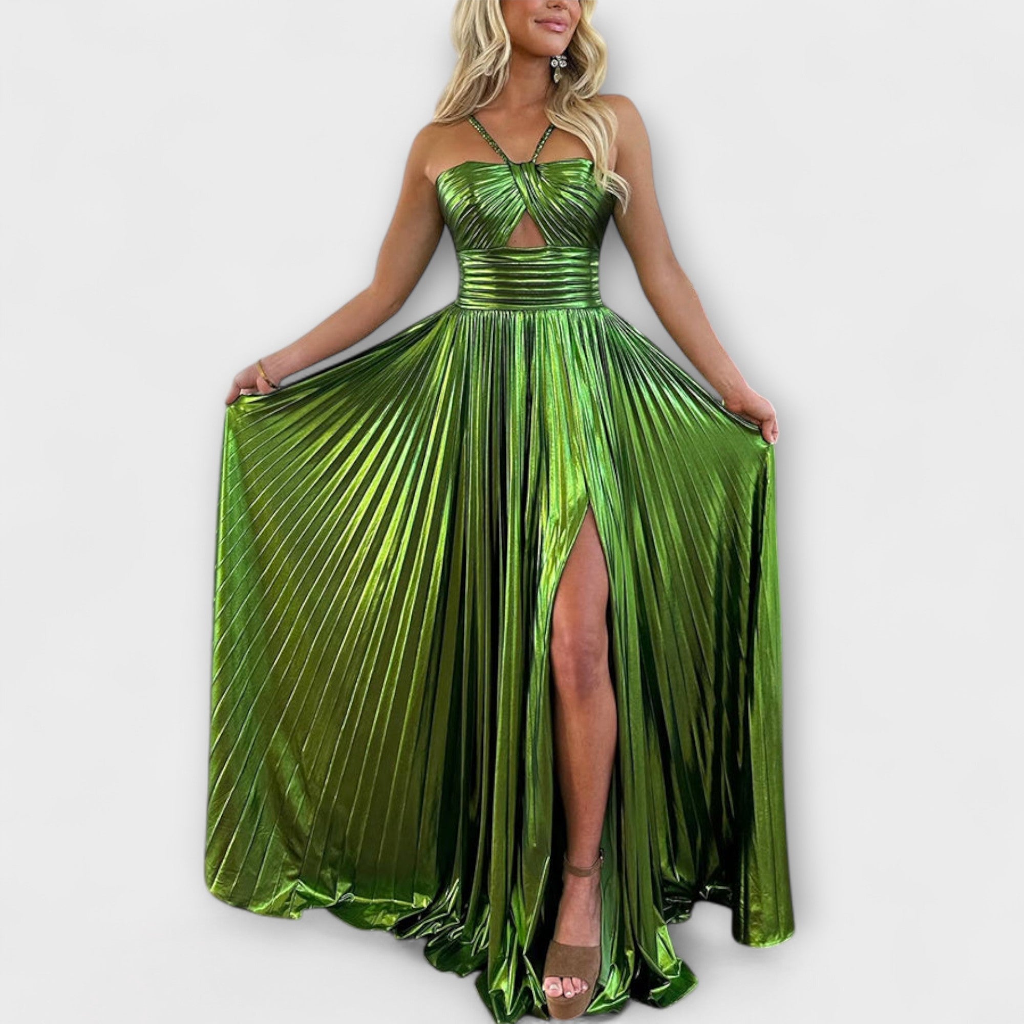 Maxikleid aus Metallic-Stoff