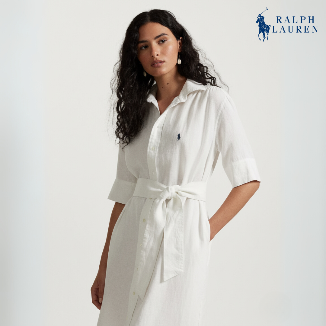 Leinen-Hemdkleid mit Gürtel