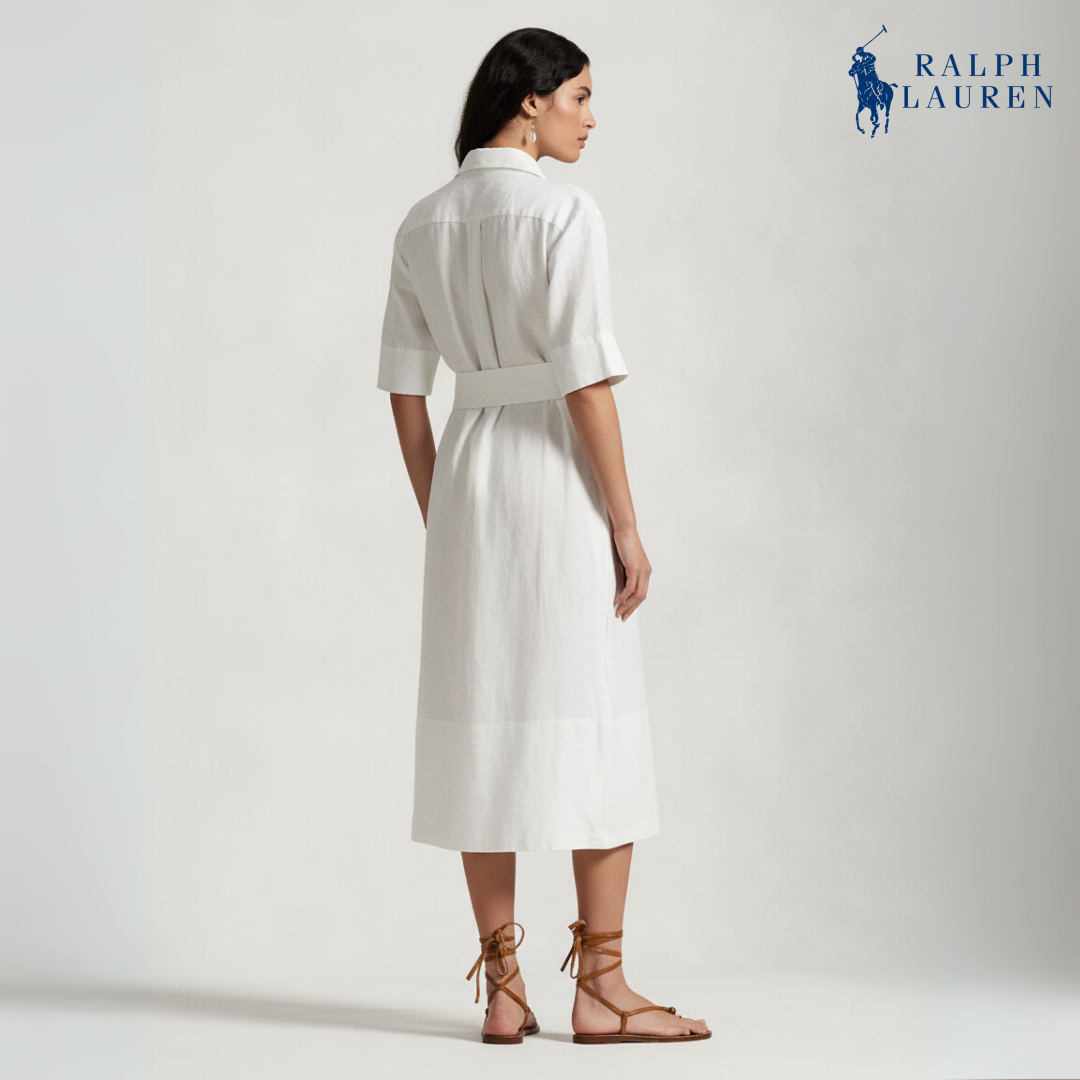 Leinen-Hemdkleid mit Gürtel