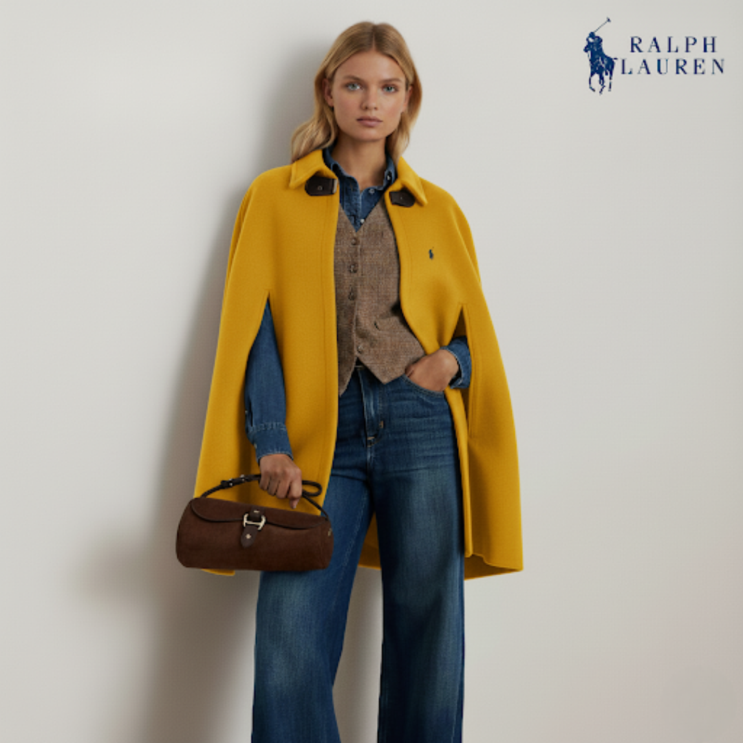 Cape aus Wollmischung mit Schnallenbesatz