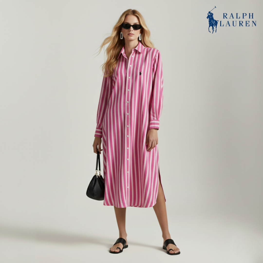 Gestreiftes Hemdkleid aus Seidenmischung