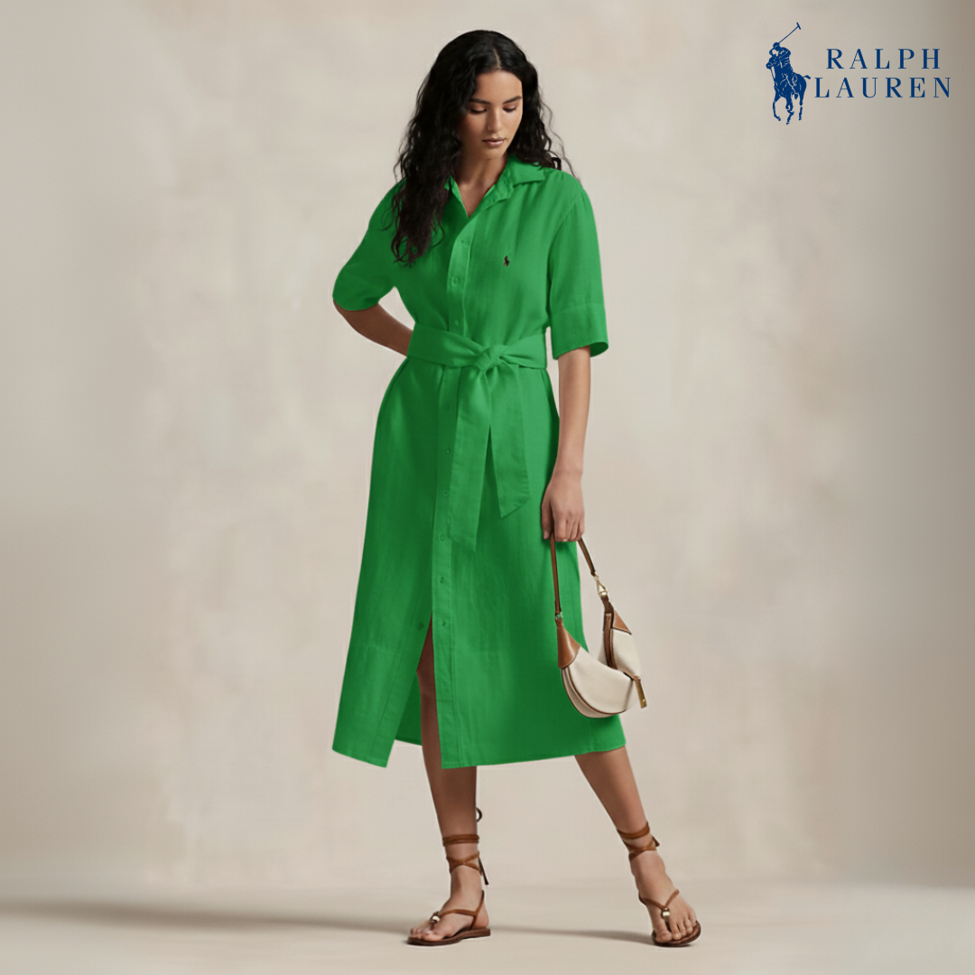 Leinen-Hemdkleid mit Gürtel