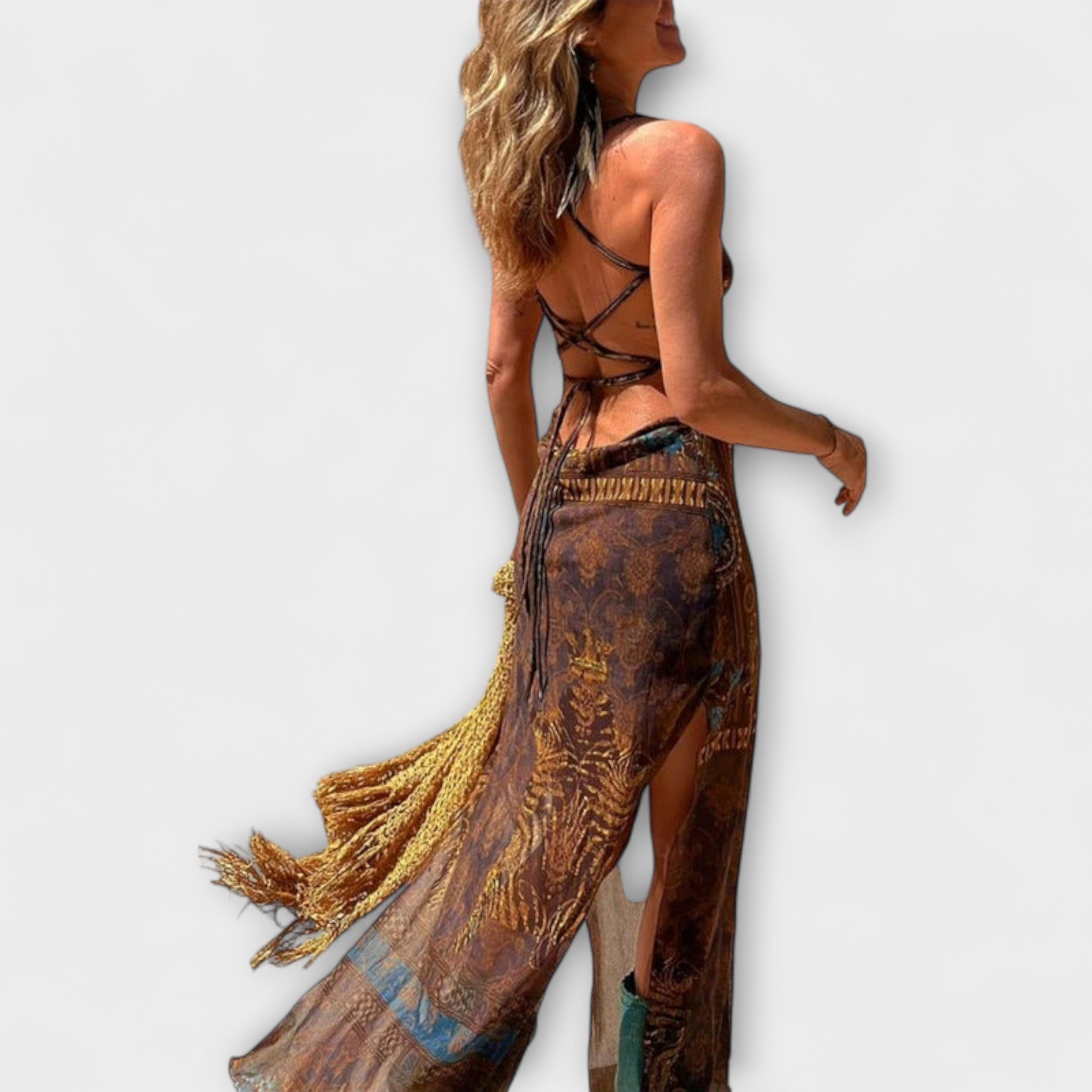 Gebühr - Einzigartiges Midi-Kleid mit Schalkragen