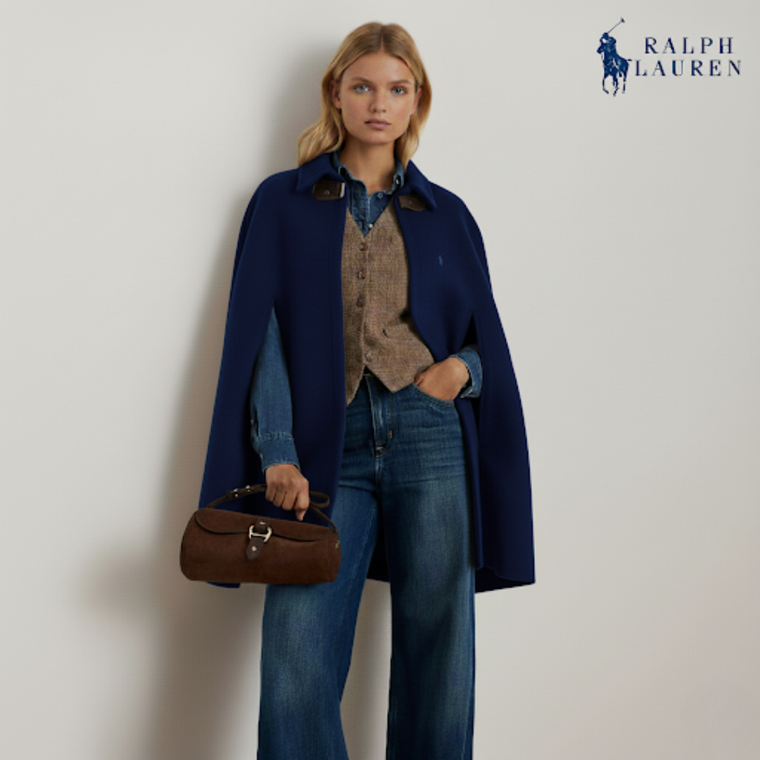 Cape aus Wollmischung mit Schnallenbesatz