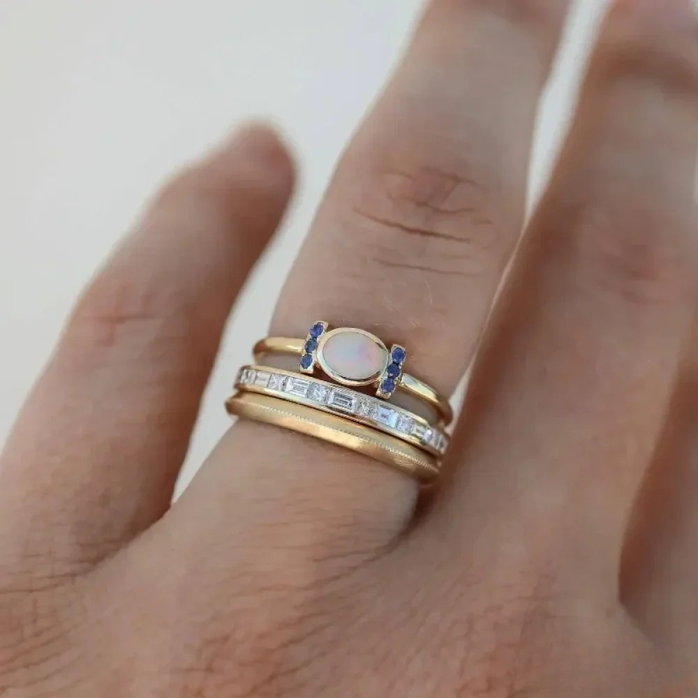 Set von Vintage Gold Opal Ringen