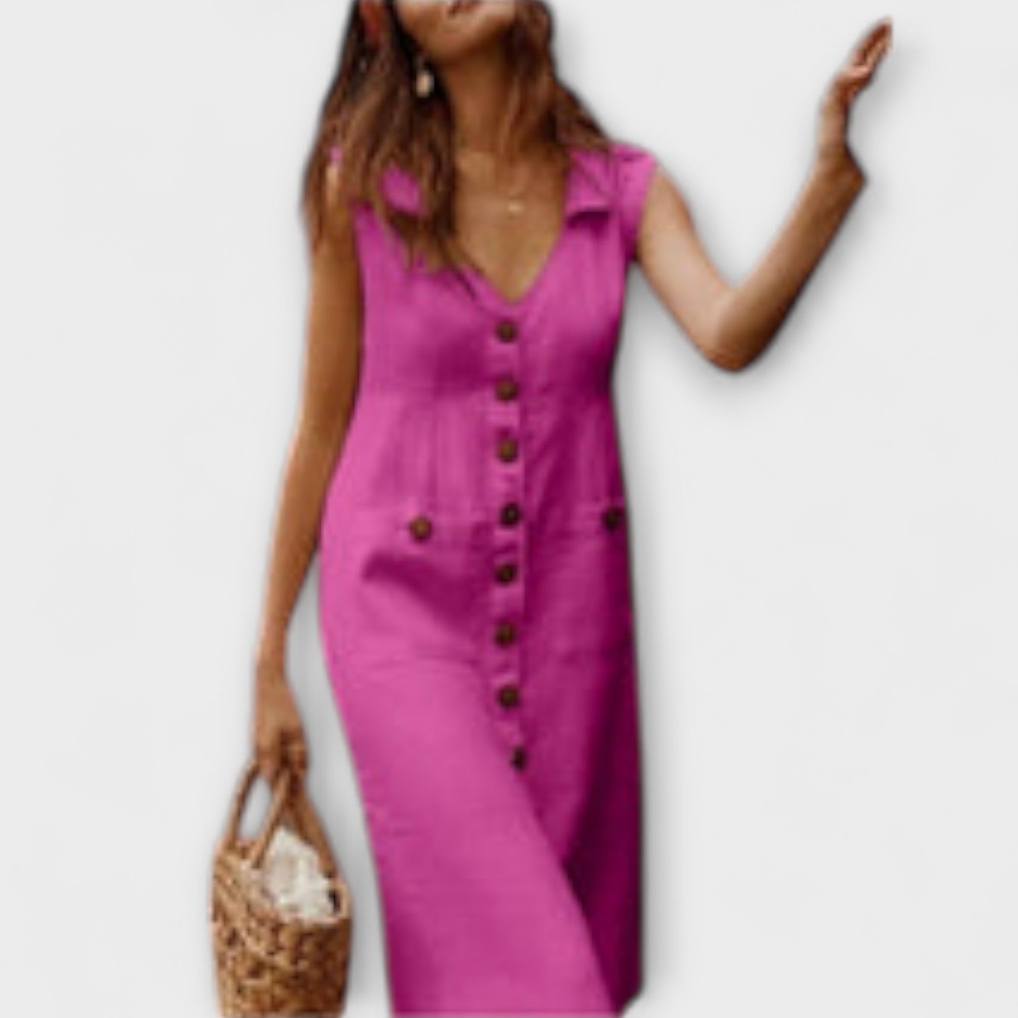 Nora – A-Linien Kleid aus Baumwolle-Leinen mit Reverskragen