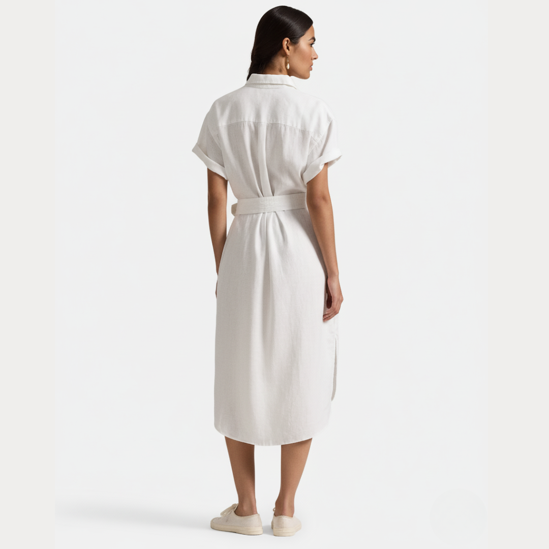 Leinenhemdkleid mit kurzen Ärmeln