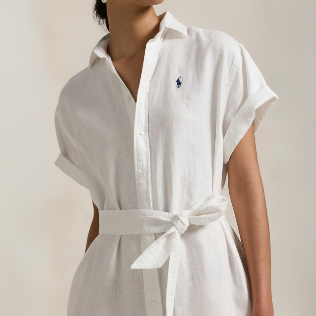 Leinenhemdkleid mit kurzen Ärmeln