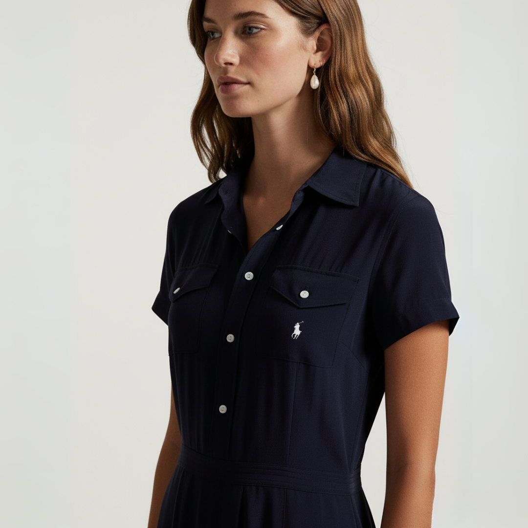 Hemdkleid aus Seidencrêpe mit Falten