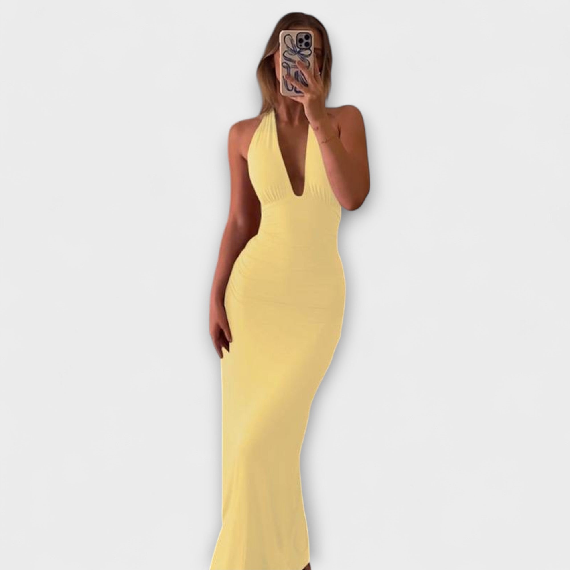 Elegantes Rückenfreies Halterneck-Gala-Kleid