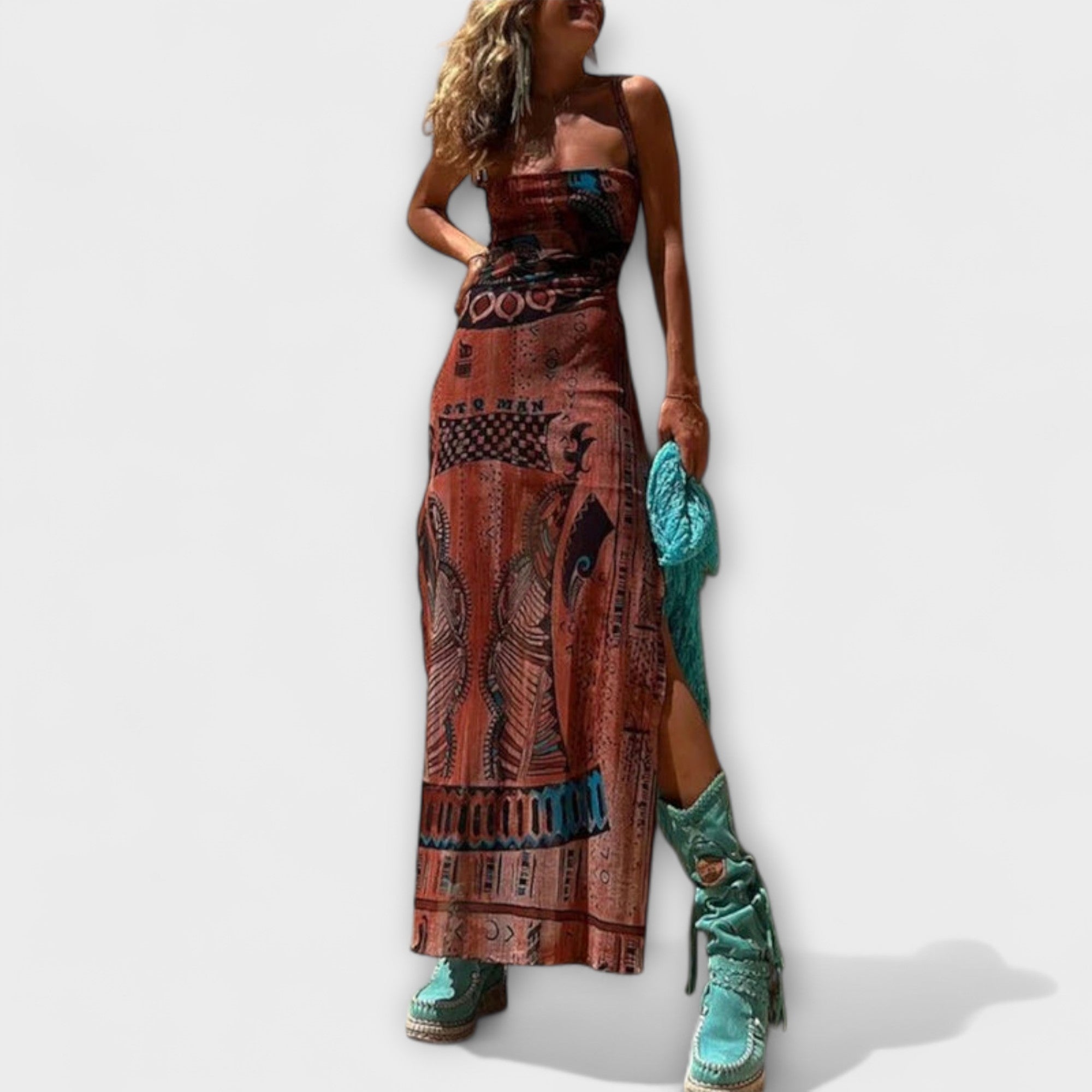 Gebühr - Einzigartiges Midi-Kleid mit Schalkragen