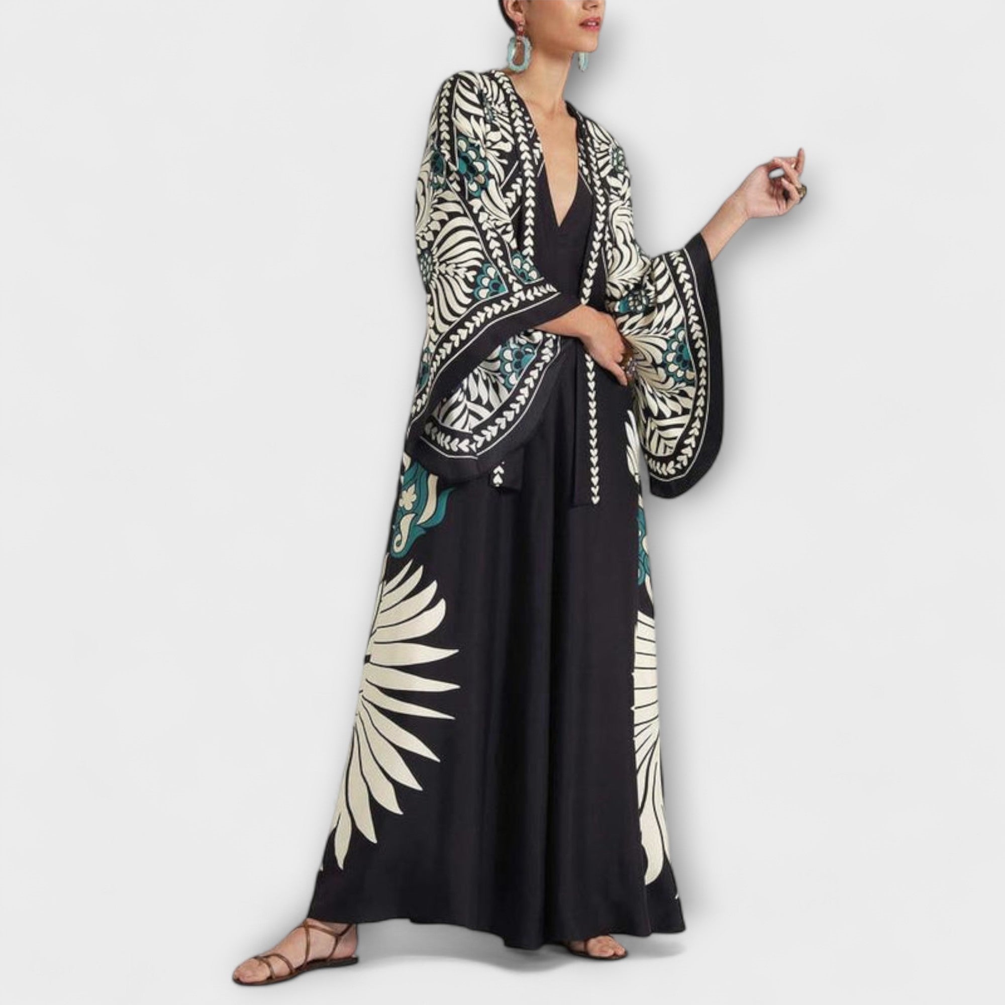 Giselle - Schickes Blumenmuster Fließendes Maxikleid