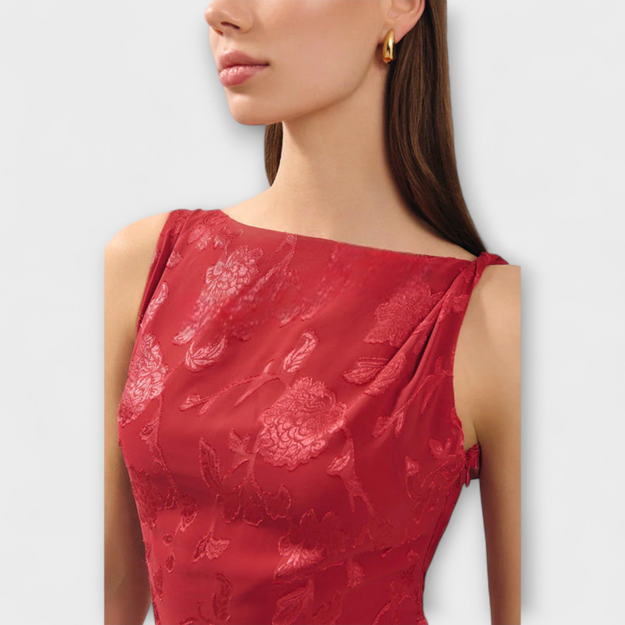 Opal - Elegantes Rückenfreies Schnür-Jacquard-Maxikleid