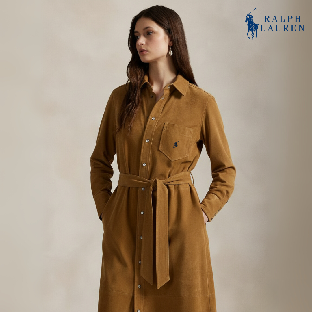 Wildleder-Hemdkleid mit Gürtel