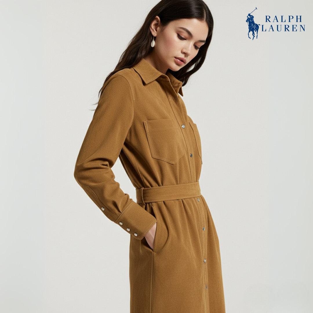 Wildleder-Hemdkleid mit Gürtel