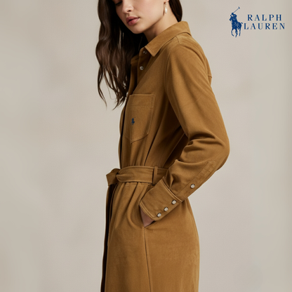 Wildleder-Hemdkleid mit Gürtel