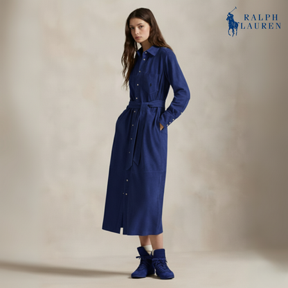 Wildleder-Hemdkleid mit Gürtel