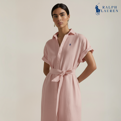 Leinenhemdkleid mit kurzen Ärmeln