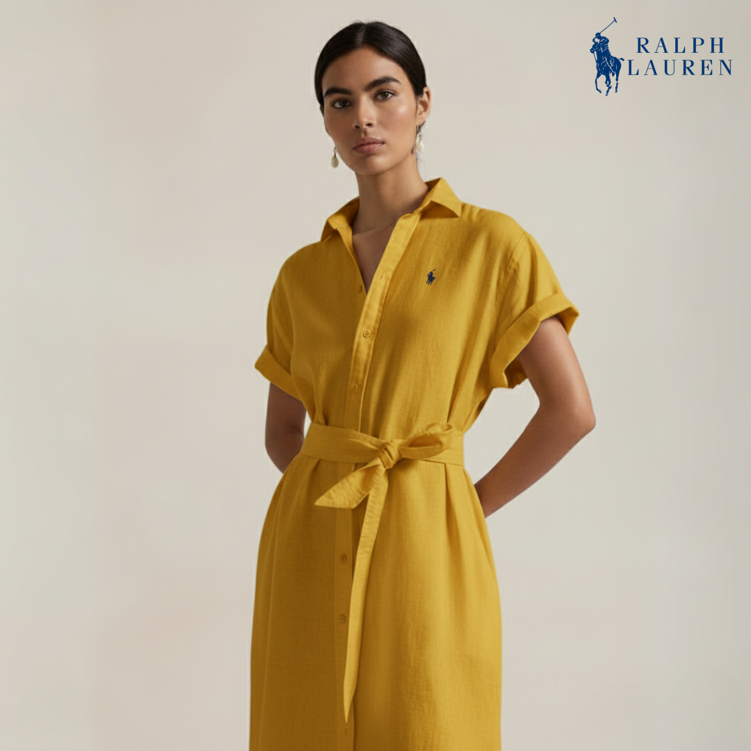 Leinenhemdkleid mit kurzen Ärmeln