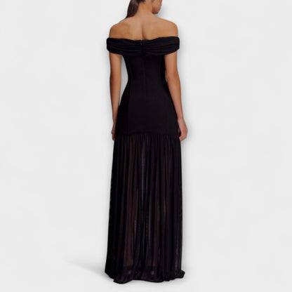 Maelie - Stilvolles trägerloses Bodycon-Maxikleid mit floralen Verzierungen