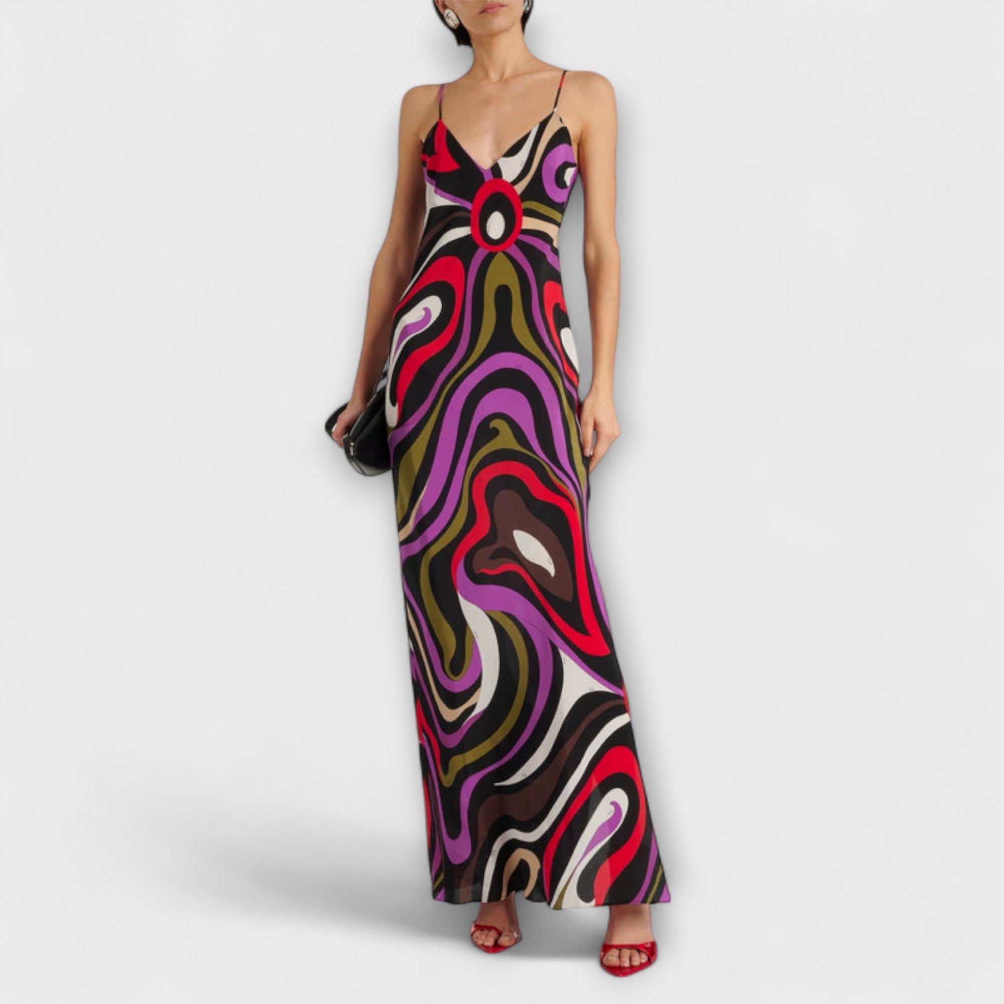 Daphne - Maxikleid im Marmor-Print