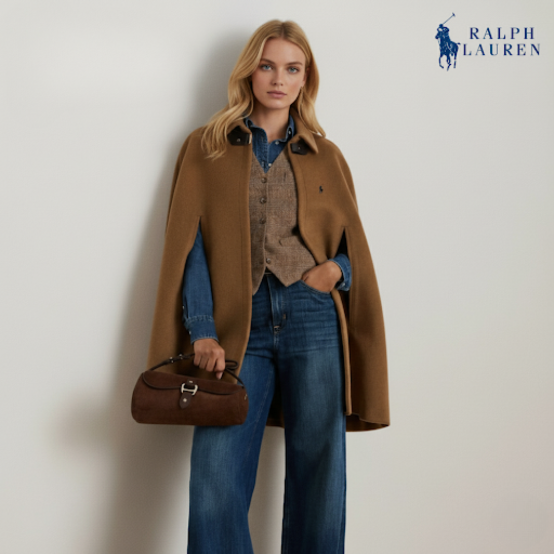 Cape aus Wollmischung mit Schnallenbesatz