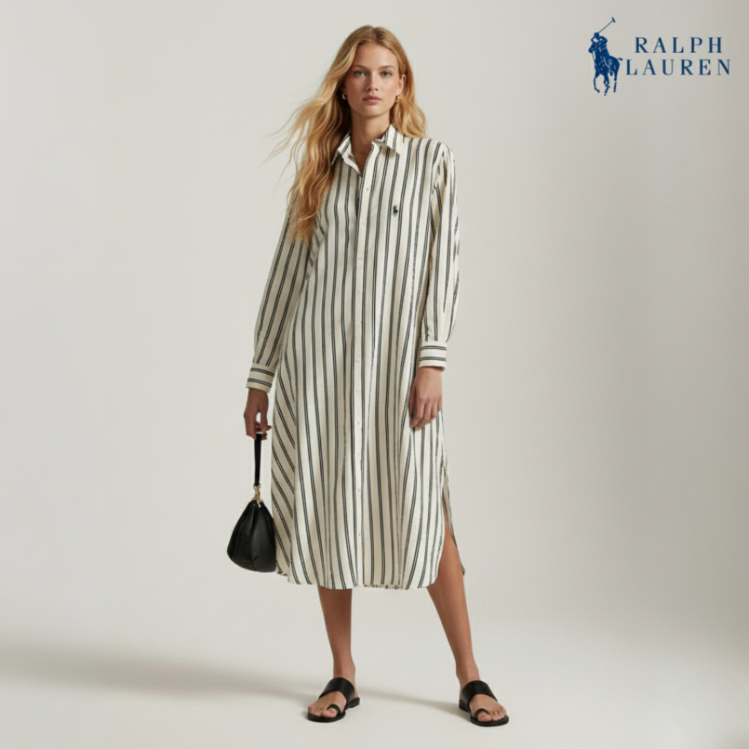 Gestreiftes Hemdkleid aus Seidenmischung