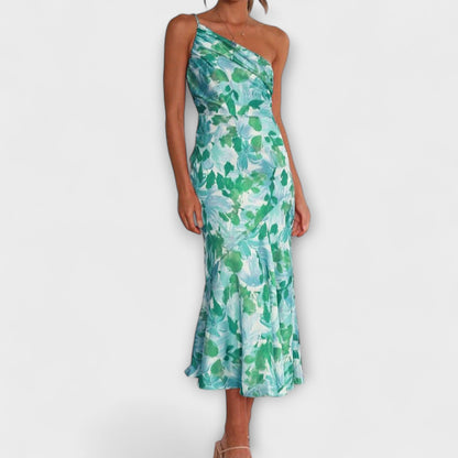 Tabea - Asymmetrisches Blumenmuster Kleid