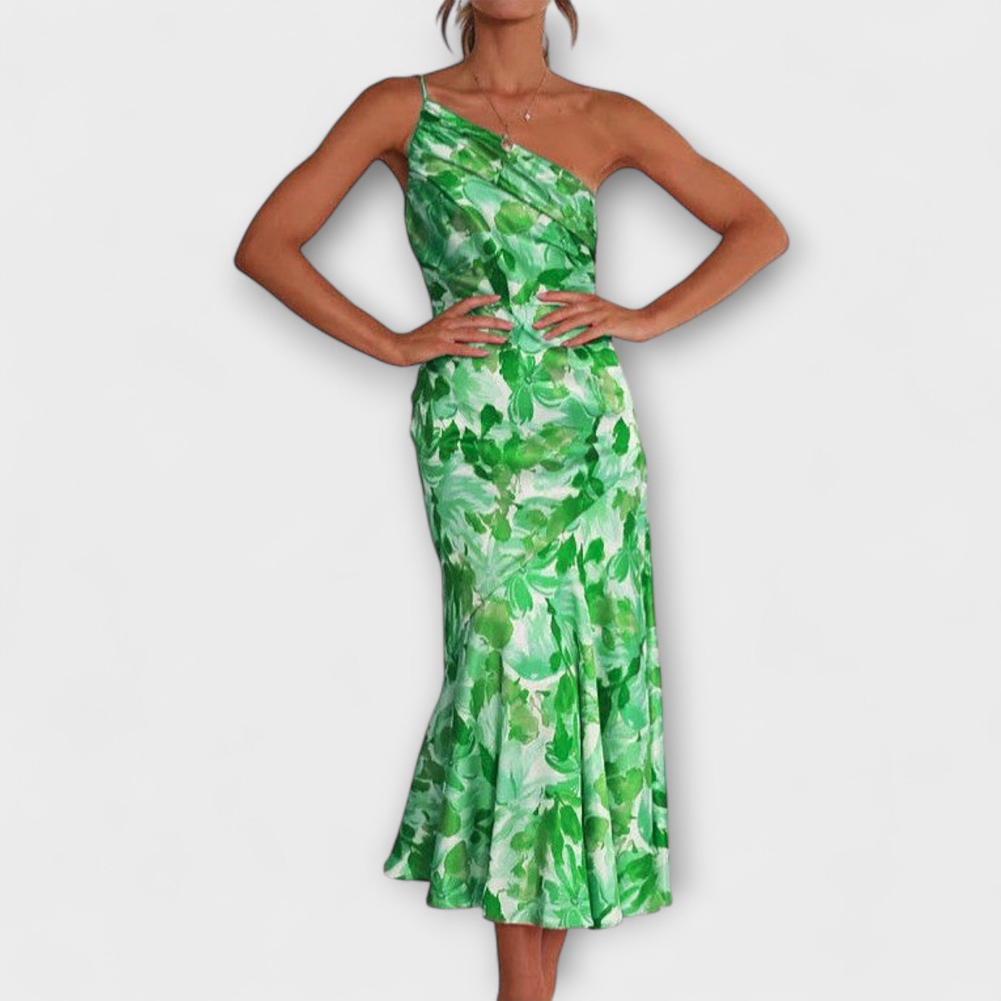 Tabea - Asymmetrisches Blumenmuster Kleid