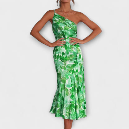 Tabea - Asymmetrisches Blumenmuster Kleid