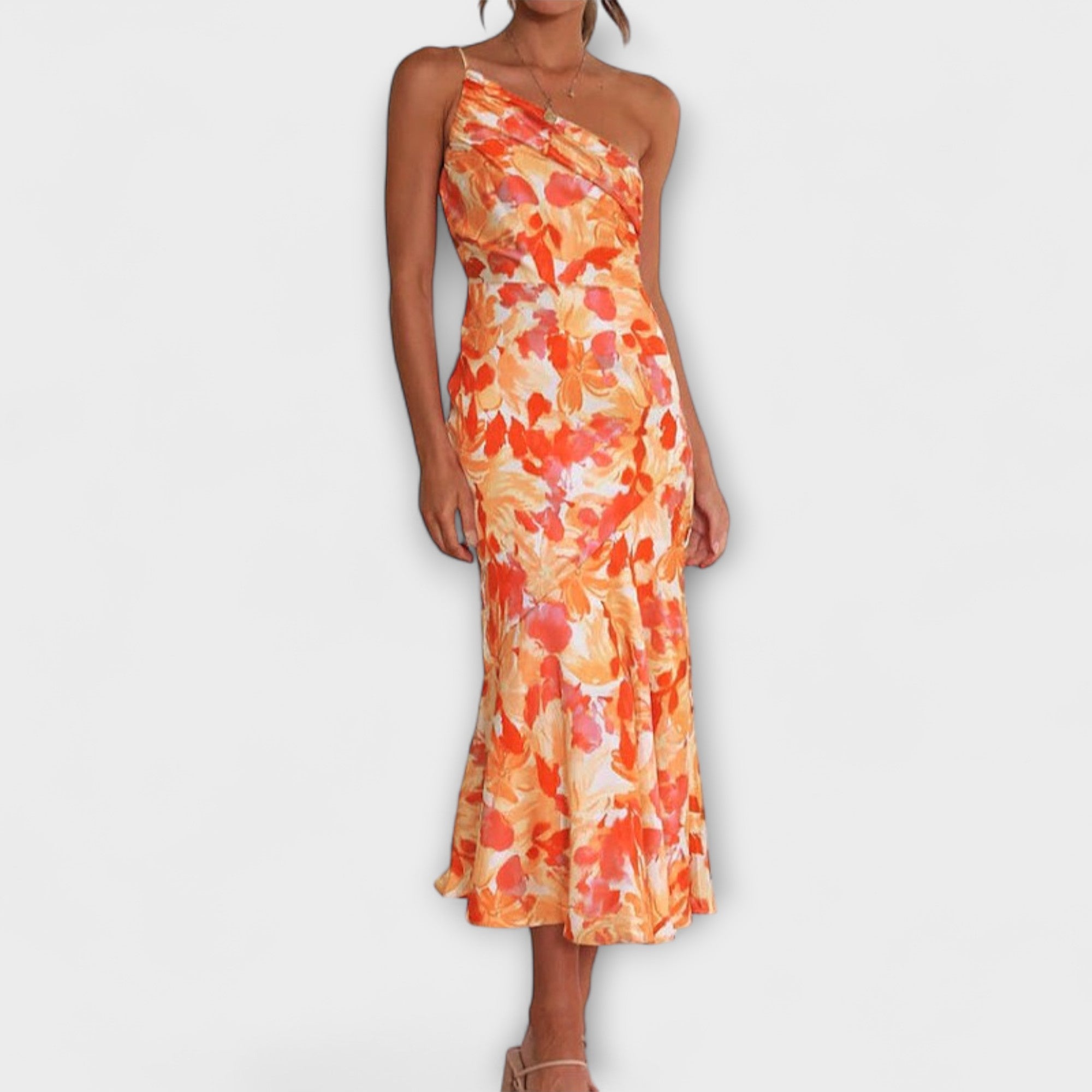 Tabea - Asymmetrisches Blumenmuster Kleid