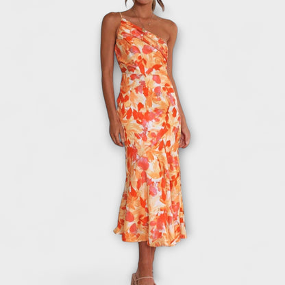 Tabea - Asymmetrisches Blumenmuster Kleid