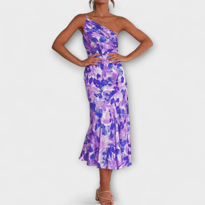 Tabea - Asymmetrisches Blumenmuster Kleid