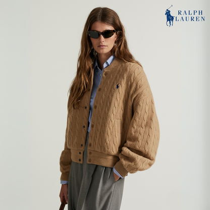 Zopfmuster-Bomberjacke aus Wolle-Kaschmir