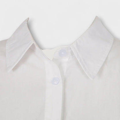 Indie - Weißes, langärmliges, plissiertes Hemdkleid