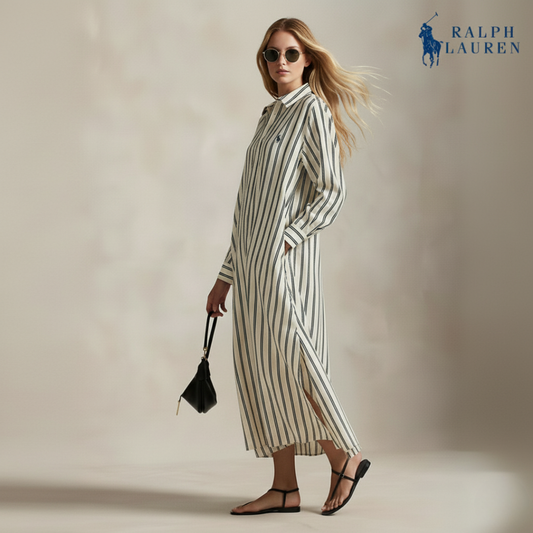 Gestreiftes Hemdkleid aus Seidenmischung